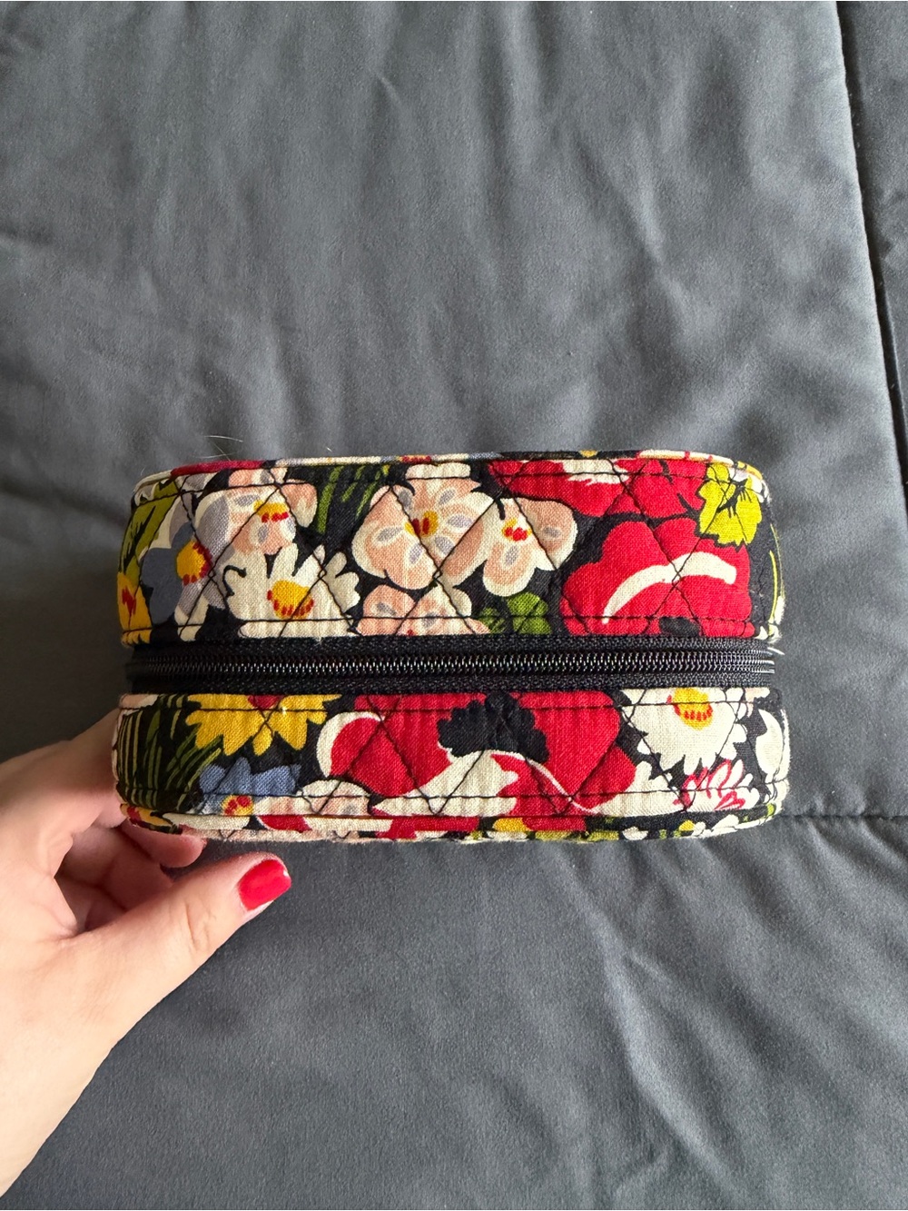 Vera Bradley Floral Travel Jewelry Case in Black, Red, Yellow, Green - Picture 2 of 4